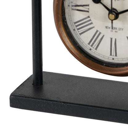 Petite Silent Roman Numeral Clock - Mini Copper Retro Desk Clock, Quiet Non-Ticking Decor