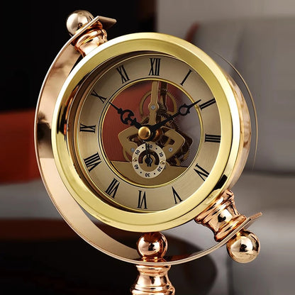 Modern Gold Table Clock Luxury Metal Office Tabletop Clocks Creative Living Room Bedroom Home Decoration Silent Desk Clock Gift