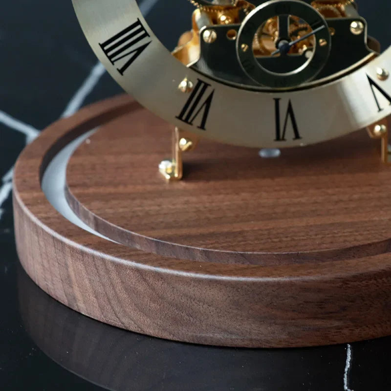 Mechanical Desk Clock Metal Wood Office Table Clock Tabletop Luxury Interior Clocks Aesthetic Bedroom Decoration Accessories
