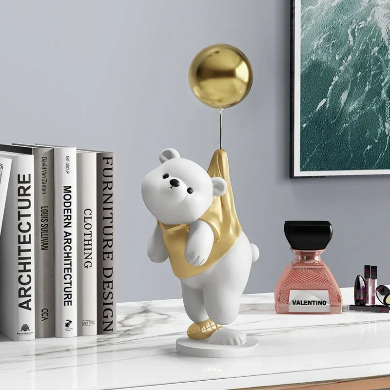 Polar Bear Cartoon Animal Resin Statue Wine Cabinet Porch Figurines Tabletop Decoration Sculpture Home Decor Nordic Wedding Gift