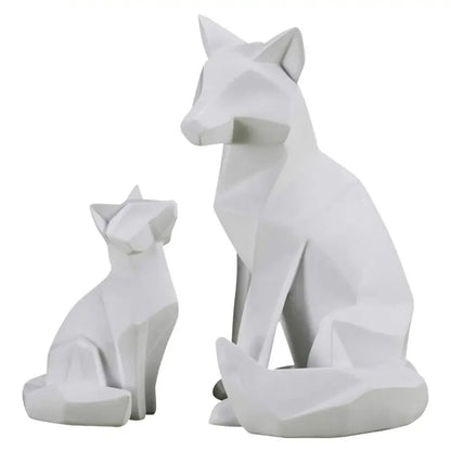 Geometric Fox Sculpture Animal Statues Simple White Abstract Ornaments Modern Home Decorations Interior Ornaments