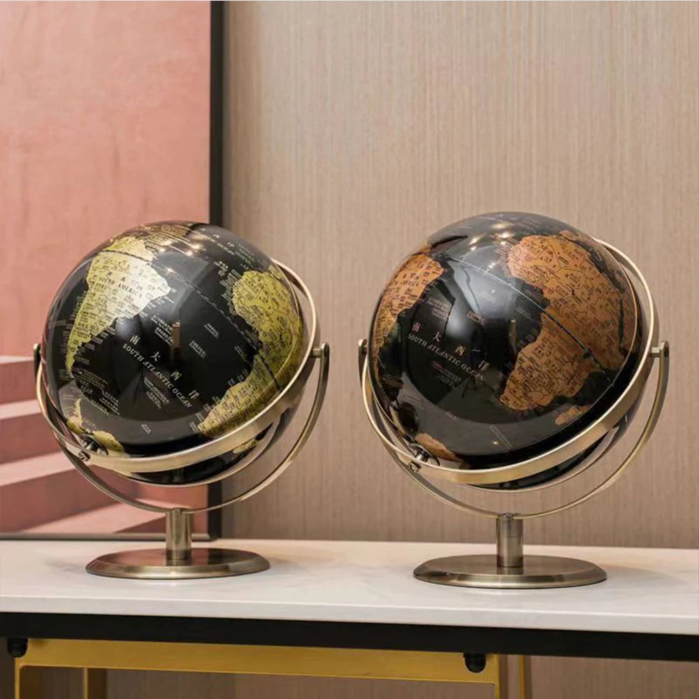 Home Decor Accessories Retro World Globe Modern Desktop Globe Geography Creative Learning Map For Kids Education Red Gold 2 Size