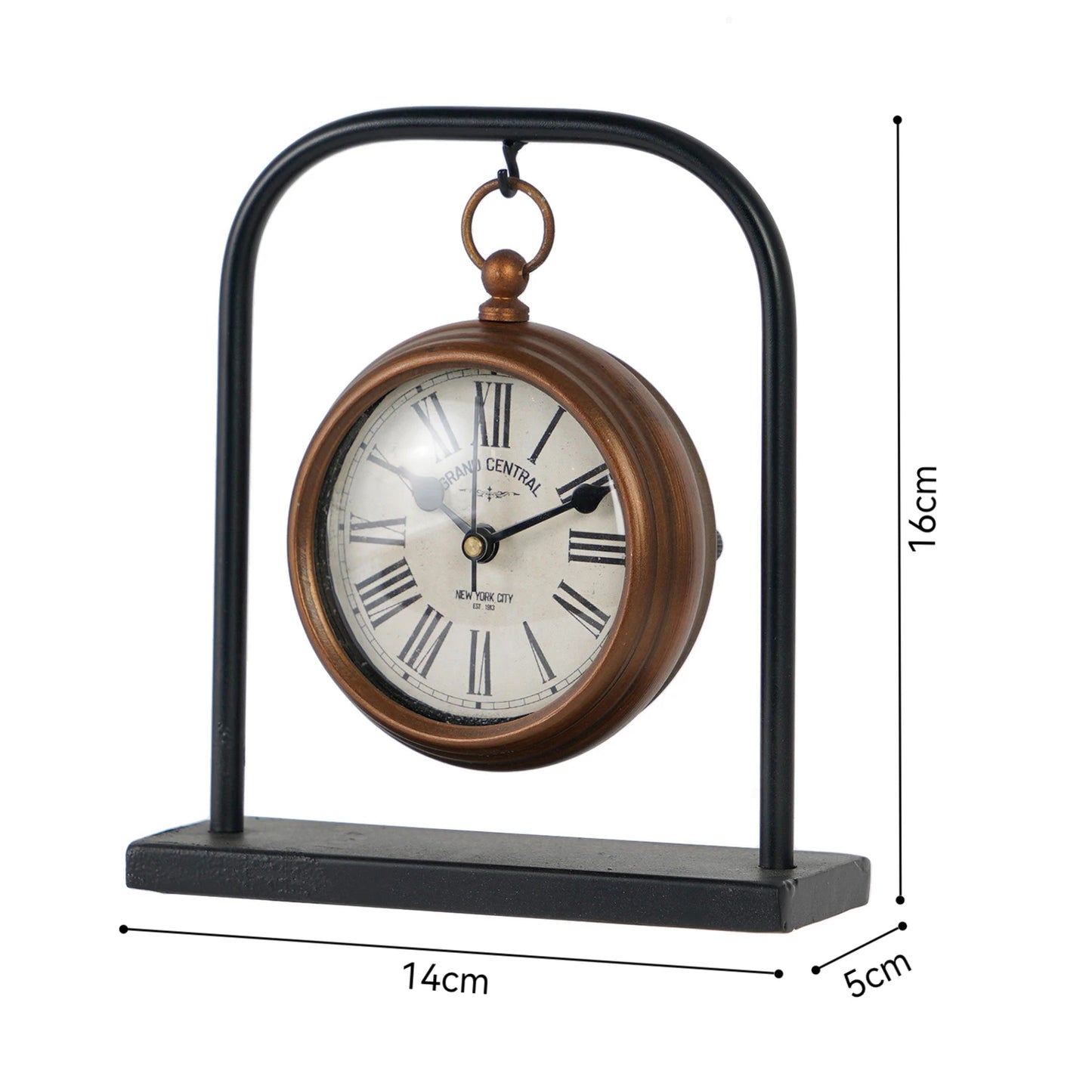 Petite Silent Roman Numeral Clock - Mini Copper Retro Desk Clock, Quiet Non-Ticking Decor