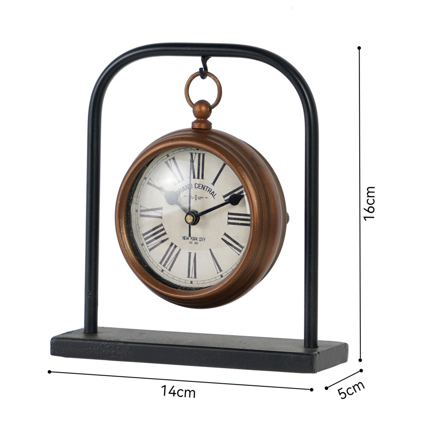Petite Silent Roman Numeral Clock - Mini Copper Retro Desk Clock, Quiet Non-Ticking Decor