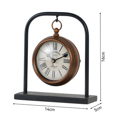 Petite Silent Roman Numeral Clock - Mini Copper Retro Desk Clock, Quiet Non-Ticking Decor