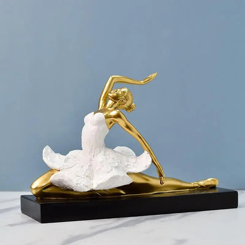 European Resin Girl Sculpture Golden Ballet Girl Knick-knacks Living Room Bookcase Kids Room Character Crafts Decoration Gifts
