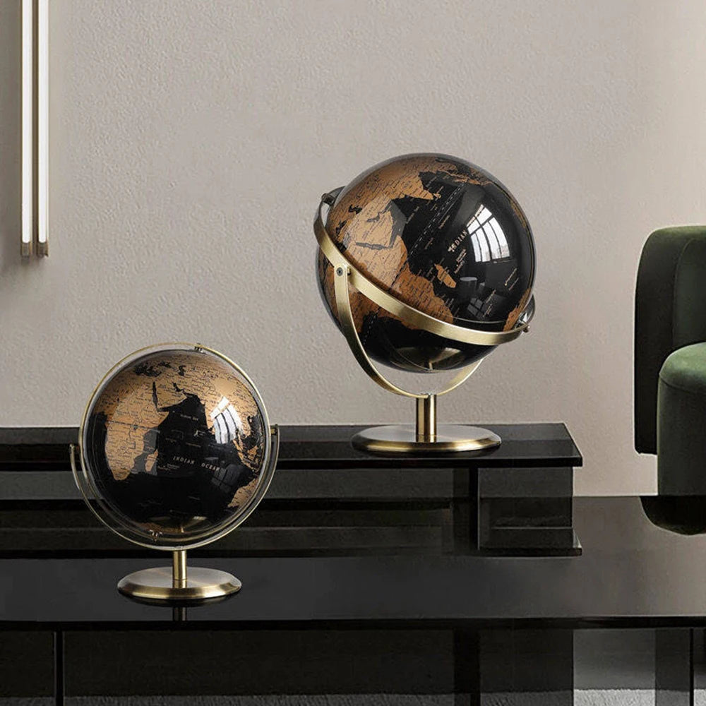 Home Decor Accessories Retro World Globe Modern Desktop Globe Geography Creative Learning Map For Kids Education Red Gold 2 Size