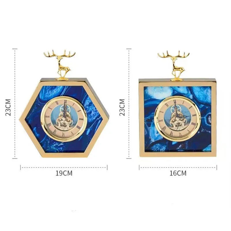 Elk Table Clock for Home Decoration, Vintage Metal Clocks, Christmas and Birthday Gifts, Creative Artwork, New Arrival