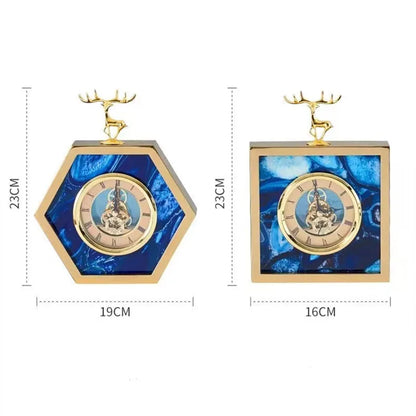Elk Table Clock for Home Decoration, Vintage Metal Clocks, Christmas and Birthday Gifts, Creative Artwork, New Arrival