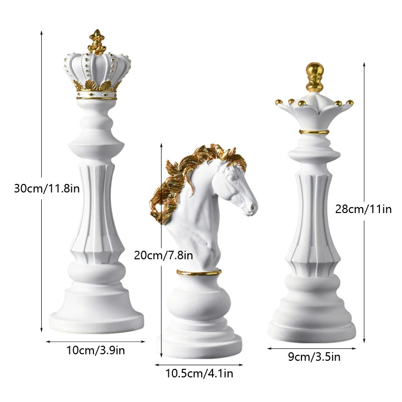 SAAKAR International Chess Resin Decorative Ornaments Home Interior Office Figurines King Queen Knight Statue Collection Objects