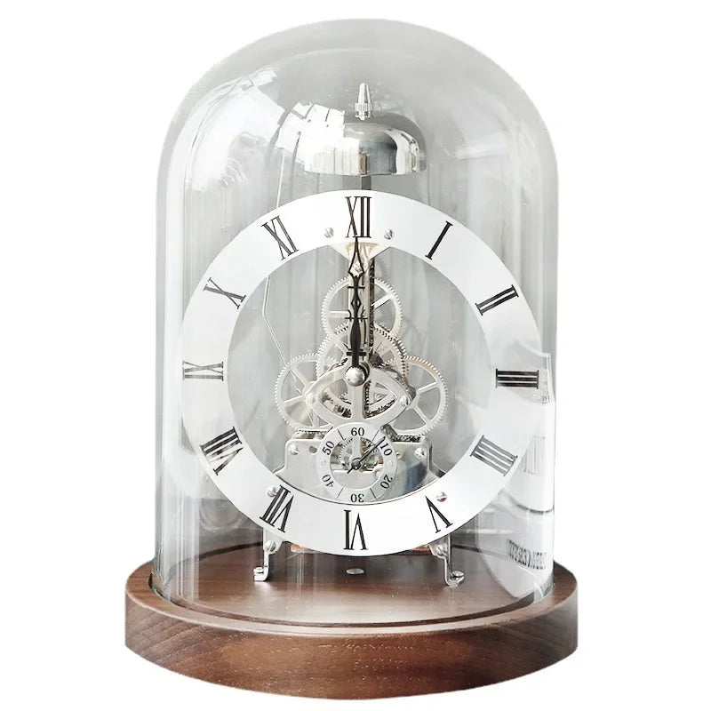 Mechanical Desk Clock Metal Wood Office Table Clock Tabletop Luxury Interior Clocks Aesthetic Bedroom Decoration Accessories