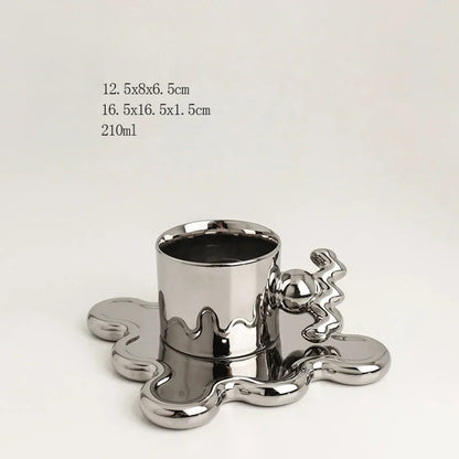 Chrome Bloom Mug & Tray Set