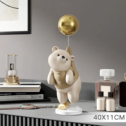 Polar Bear Cartoon Animal Resin Statue Wine Cabinet Porch Figurines Tabletop Decoration Sculpture Home Decor Nordic Wedding Gift