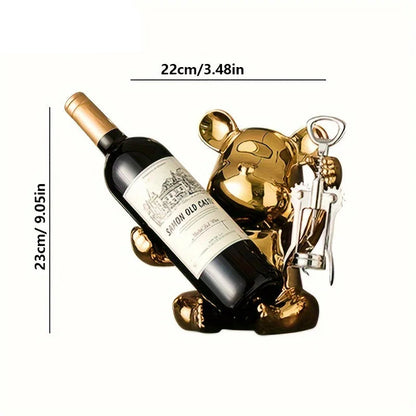 Creative Wine Rack With Bottle Opener Ceramic Cartoon Ornaments Home Ornaments Cute Storage Rack Home Kitchen Bar Decoration