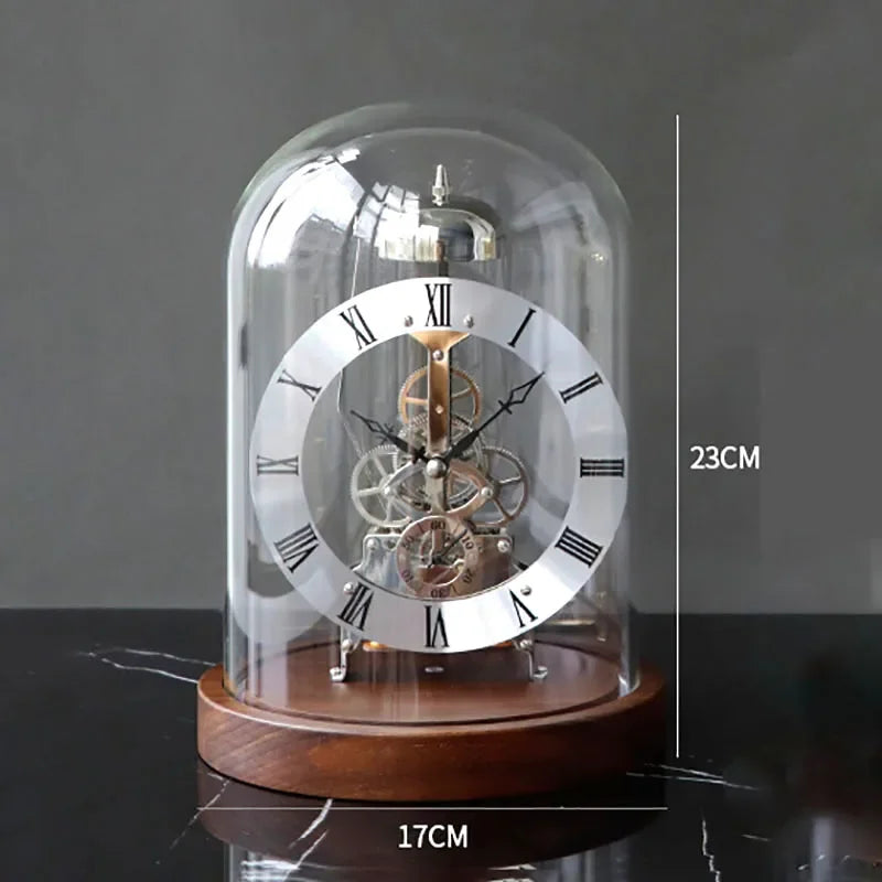 Mechanical Desk Clock Metal Wood Office Table Clock Tabletop Luxury Interior Clocks Aesthetic Bedroom Decoration Accessories