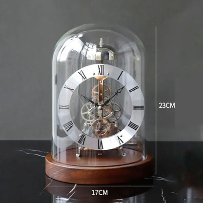Mechanical Desk Clock Metal Wood Office Table Clock Tabletop Luxury Interior Clocks Aesthetic Bedroom Decoration Accessories