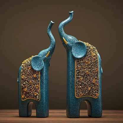 2PCS Creative Resin Crafts Retro Home Office Living Room Public Entrance Desktop Decoration Retro Resin Elephant Ornament Gift