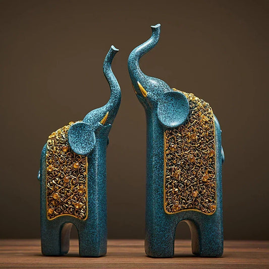 2PCS Creative Resin Crafts Retro Home Office Living Room Public Entrance Desktop Decoration Retro Resin Elephant Ornament Gift