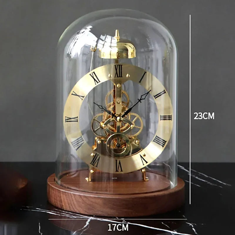 Mechanical Desk Clock Metal Wood Office Table Clock Tabletop Luxury Interior Clocks Aesthetic Bedroom Decoration Accessories