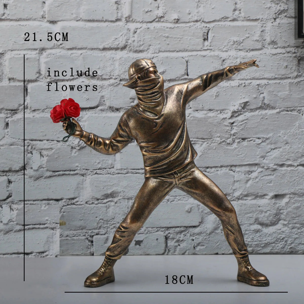 Resin Statues Sculptures Banksy Flower Thrower Statue Bomber Home Decoration Accessories Modern Ornaments Figurine Collectible