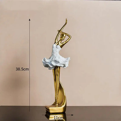 European Resin Girl Sculpture Golden Ballet Girl Knick-knacks Living Room Bookcase Kids Room Character Crafts Decoration Gifts