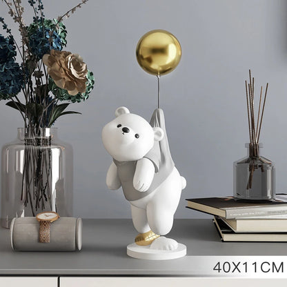 Polar Bear Cartoon Animal Resin Statue Wine Cabinet Porch Figurines Tabletop Decoration Sculpture Home Decor Nordic Wedding Gift