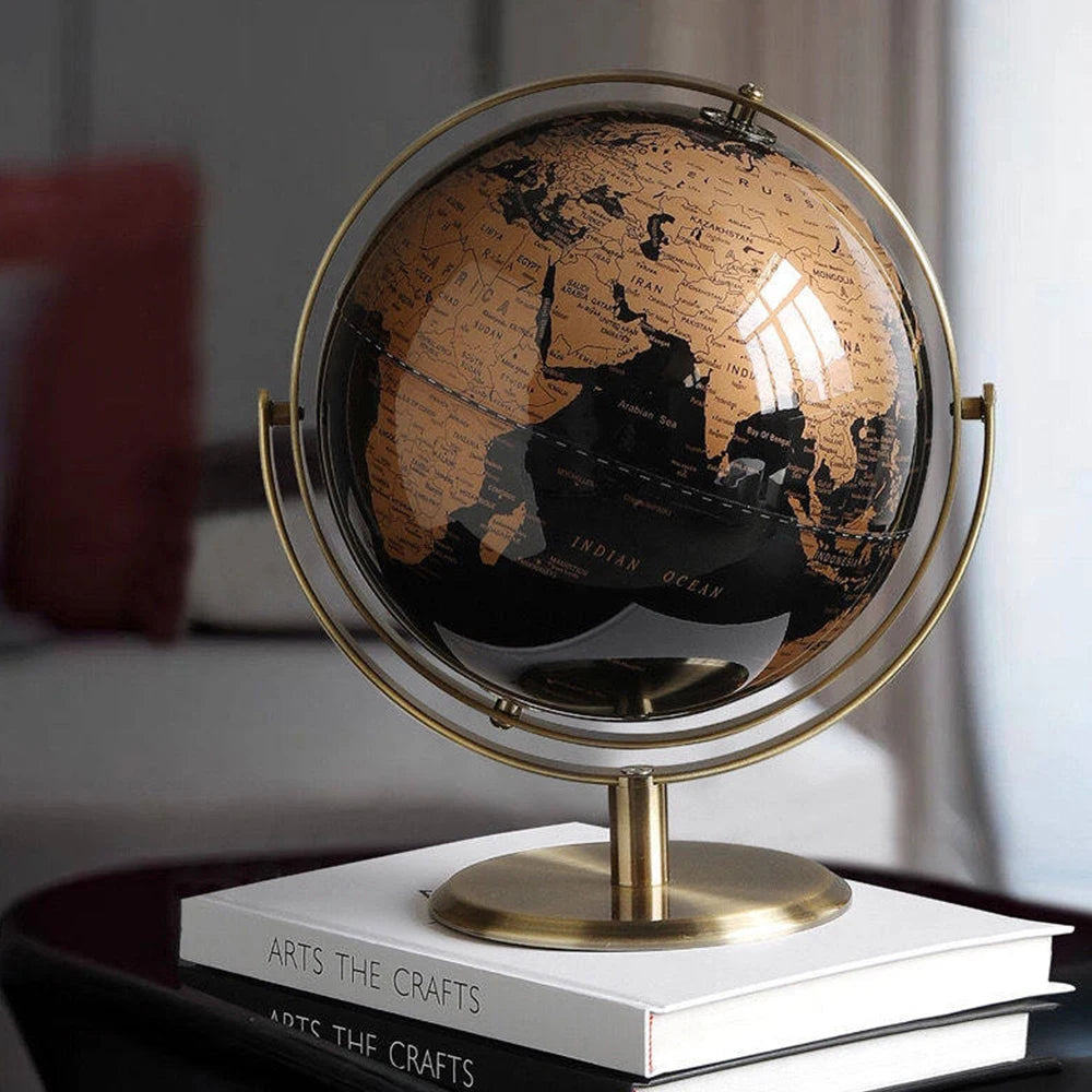 Home Decor Accessories Retro World Globe Modern Desktop Globe Geography Creative Learning Map For Kids Education Red Gold 2 Size