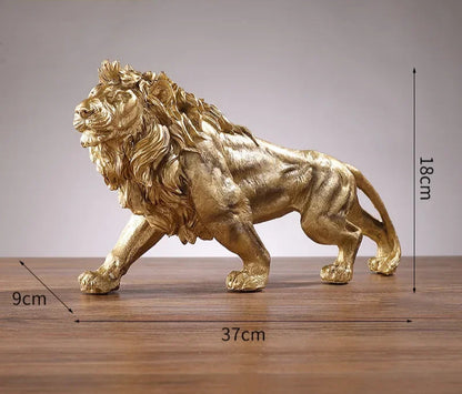 Golden Lion King Resin Ornament Home Office Desktop Animal Statue Decoration Accessories Living Room Home Decoration Ornament