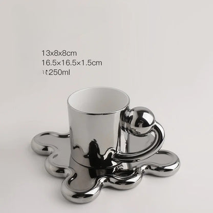 Chrome Bloom Mug & Tray Set