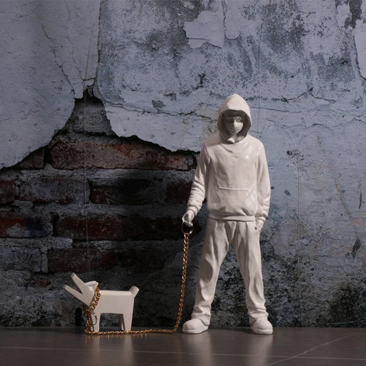 Man with Dog BANKSY Art Sculpture