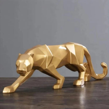 Large Size Panther Statue Animal Figurine Abstract Geometric Style Resin Leopard Sculpture Home Office Desktop Decoration Crafts