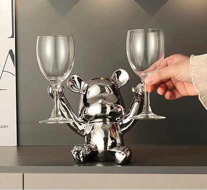 Creative Wine Rack With Bottle Opener Ceramic Cartoon Ornaments Home Ornaments Cute Storage Rack Home Kitchen Bar Decoration