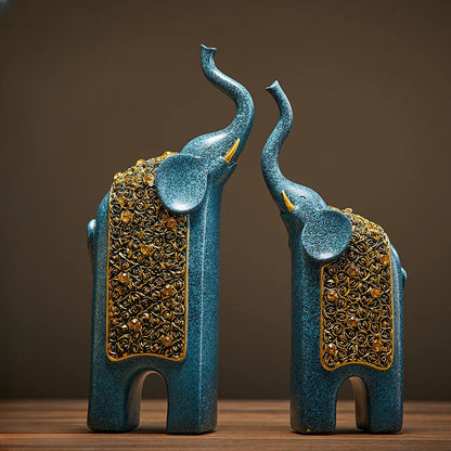 2PCS Creative Resin Crafts Retro Home Office Living Room Public Entrance Desktop Decoration Retro Resin Elephant Ornament Gift