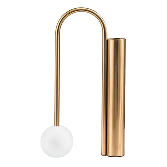 Modern Arc Iron Vase – Sculptural Elegance in Gold