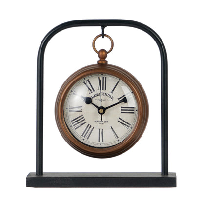 Petite Silent Roman Numeral Clock - Mini Copper Retro Desk Clock, Quiet Non-Ticking Decor