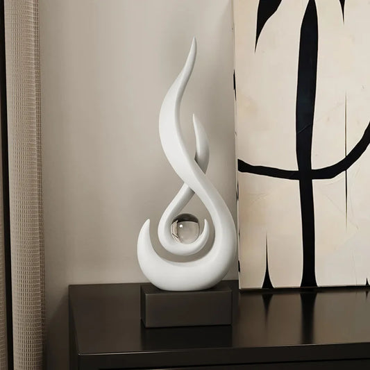 Abstract Orange Gold Ceramic Statue， Modern Decor Accents，Living Room Dining Office Coffee Table